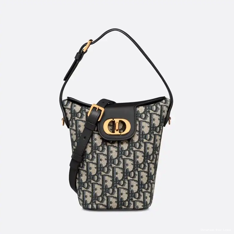 Dior Blue Bag Canvas Amber Motif Oblique Mini Bucket 0706 Luxury